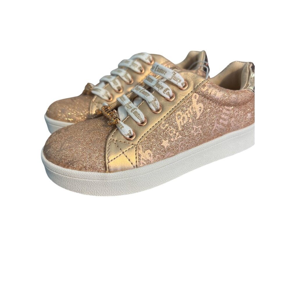 Juicy Couture Eagle Glitter Rose Gold Sneakers Shoes Girls Lace Up Size 12 NWT